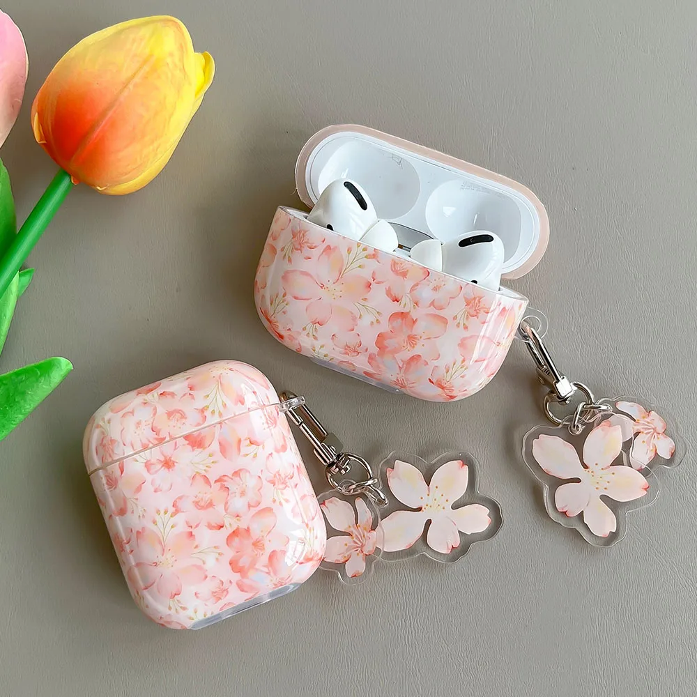 Hàn Quốc Dễ Thương Hoa Tươi Lá Ốp Lưng Móc Khóa Cho AirPods 1 2 Pro Bluetooth Trường Hợp Cho AirPod 3 2 mềm Mại Tai Nghe Bao