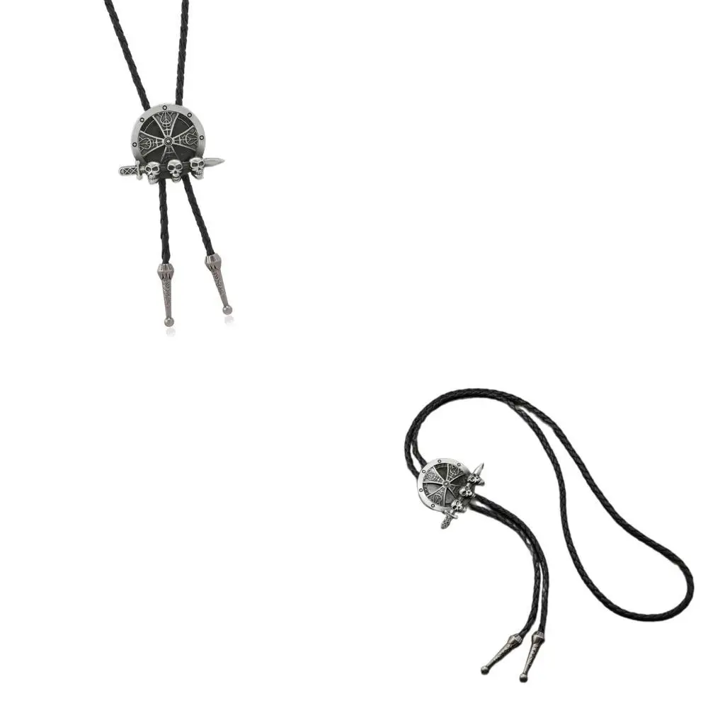 

652F Gothic Styles Bird Head Skull Necklace With Alloy Chain Detachable Bolo Tie For Men's Fashion Outfit