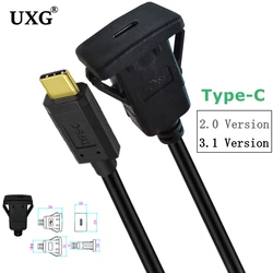 USB-C Type-C USB 3.1 Male To Female 10Gbps Extension Flush Car Latch Mount Extension Cable for Dashboard Panel