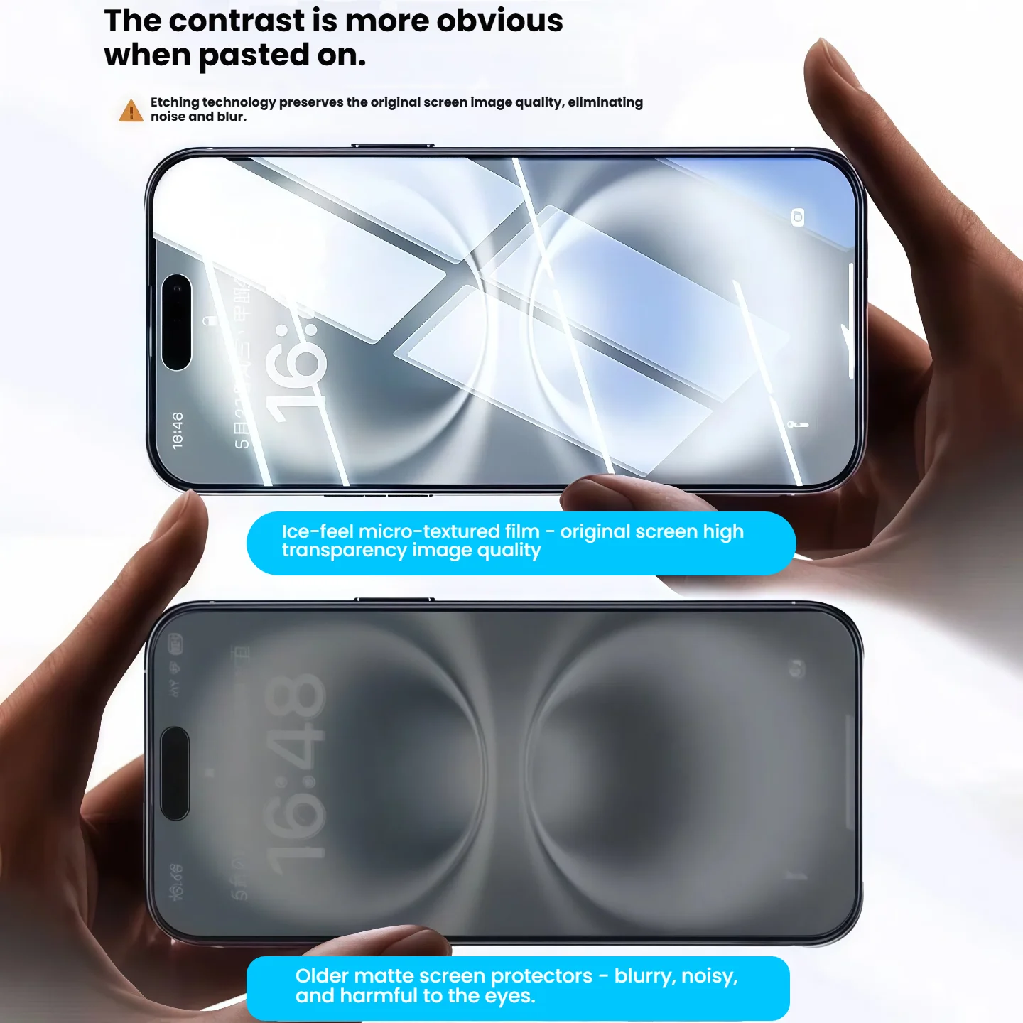 3 Stück Matte HD Panzerglas Displayschutzfolie für iPhone 17/16/15/14/13 Pro Max Plus, Staubfreier, Blasenfreier Schutz – Detail 5