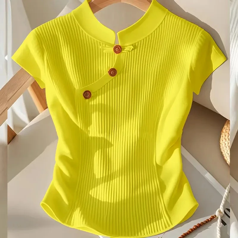 Primavera Estate Nuove donne a maniche corte maglione O-Collo Jacquard Hollow sottile maglieria maglione pullover Lady maglione lavorato a maglia Top