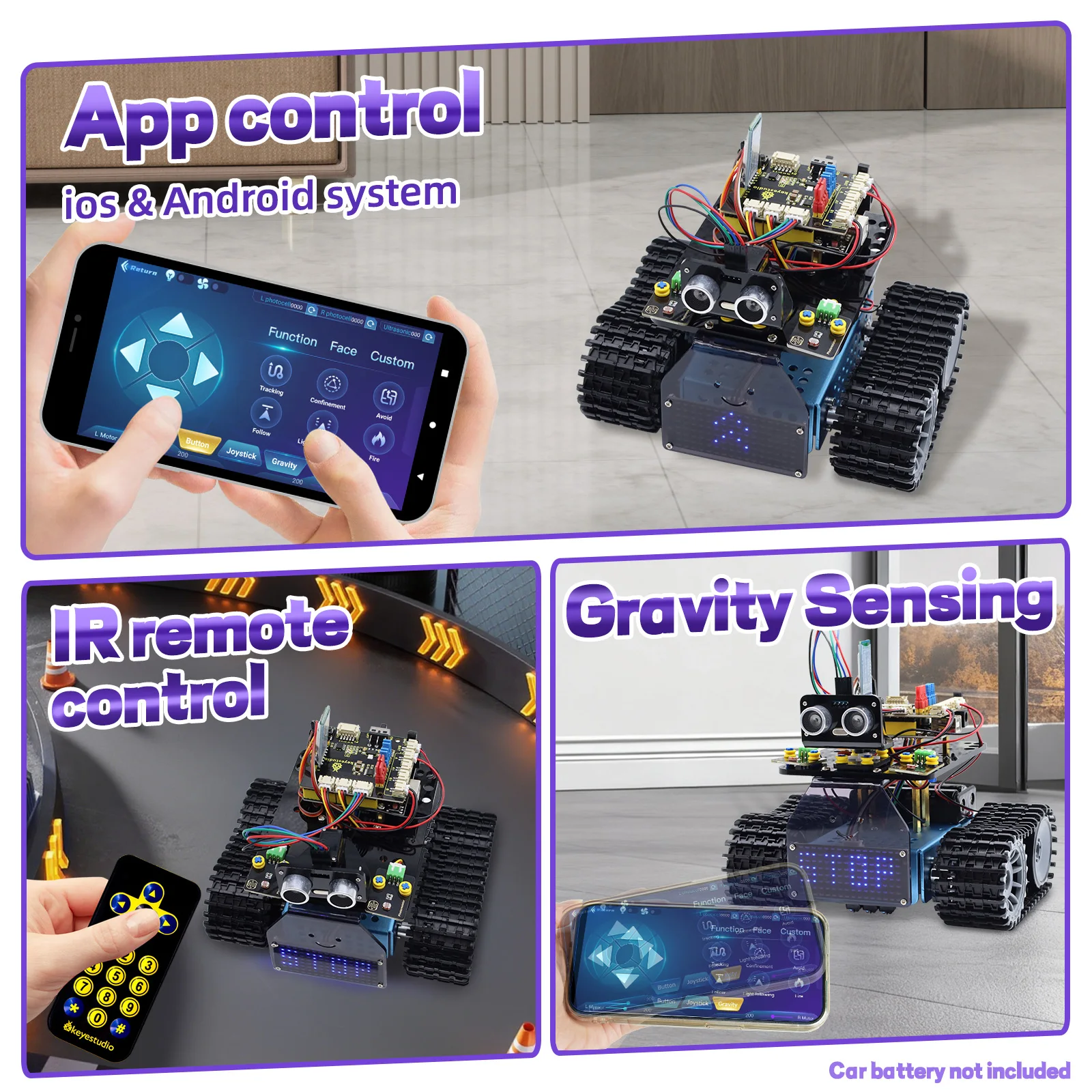 Newly Version! Keyestudio Mini Tank Robot Car V3.0 For Arduino Robot Car Kit Electronics Exploration Kit STEM Kit