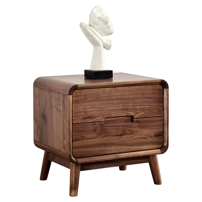 

North American black walnut bedside table, modern minimalist chest locker