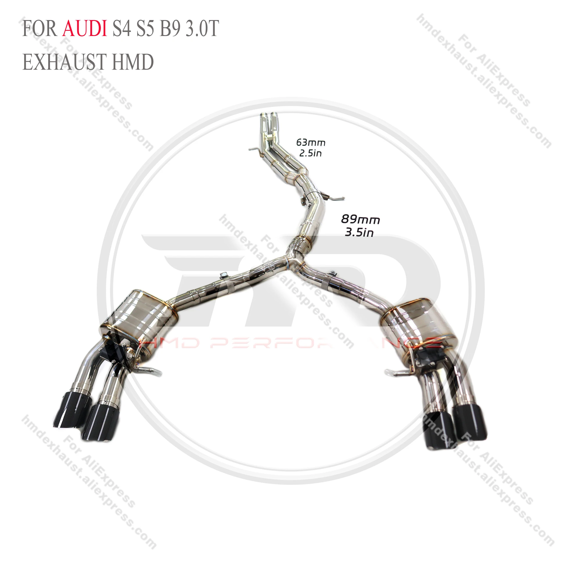 

Stainless steel catback for Audi S4 S5 B9 3.0T with valve HMD Exhaust System Performance Quality certification