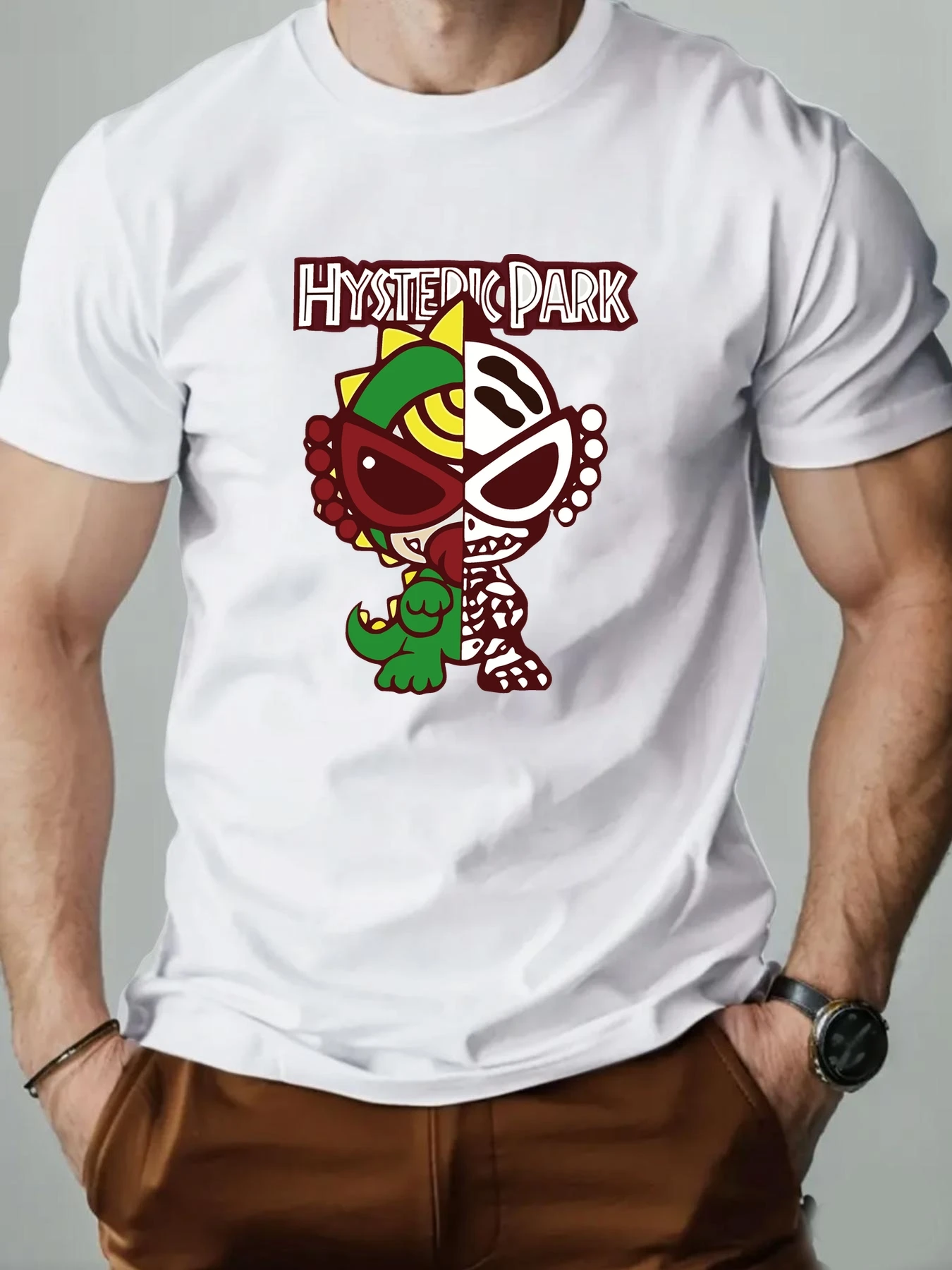 

Men's T-Shirt Cartoon elements Pattern Printed Fashion Leisure Sports Men's Round Neck T-shirt High Quality Men's Clothing