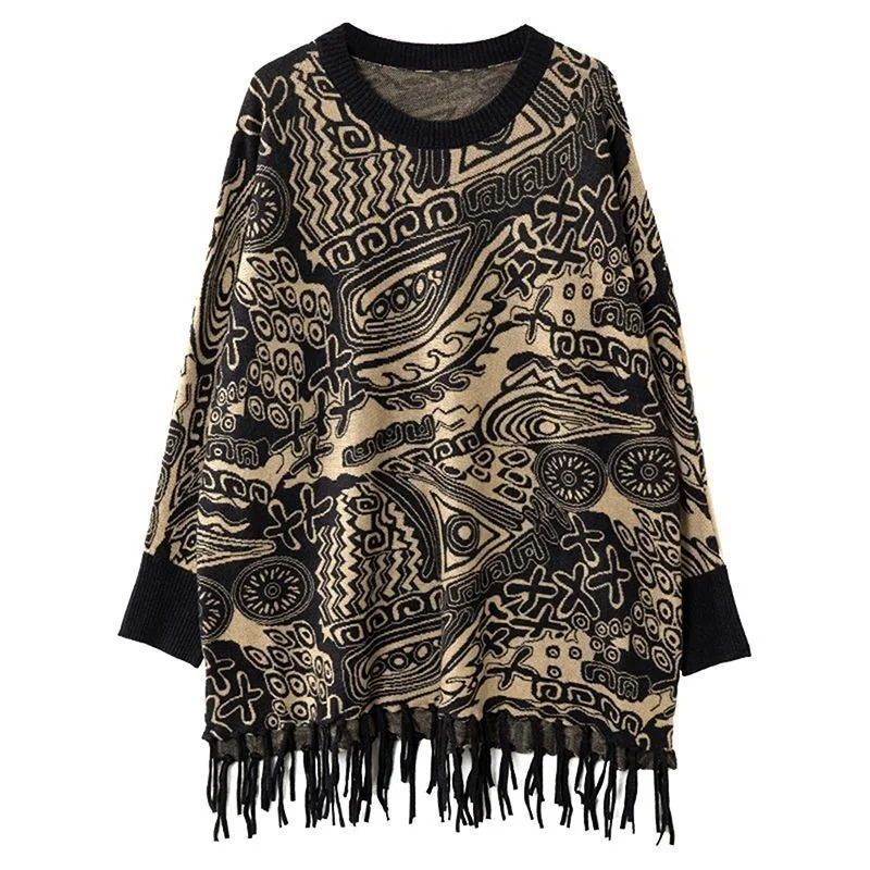 المألوف جولة الرقبة الجاكار مهدب الصودا أسفل قميص 2025 الخريف الخفافيش الأكمام عارضة فضفاض كسول تنوعا الملابس النسائية #5