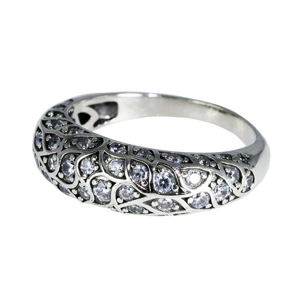 Real Pure 925 Sterling Silver Luxury Design Rings For Women Elegant Inlaid Zircon Stone Vintage Flowers Thai Silver Jewelry