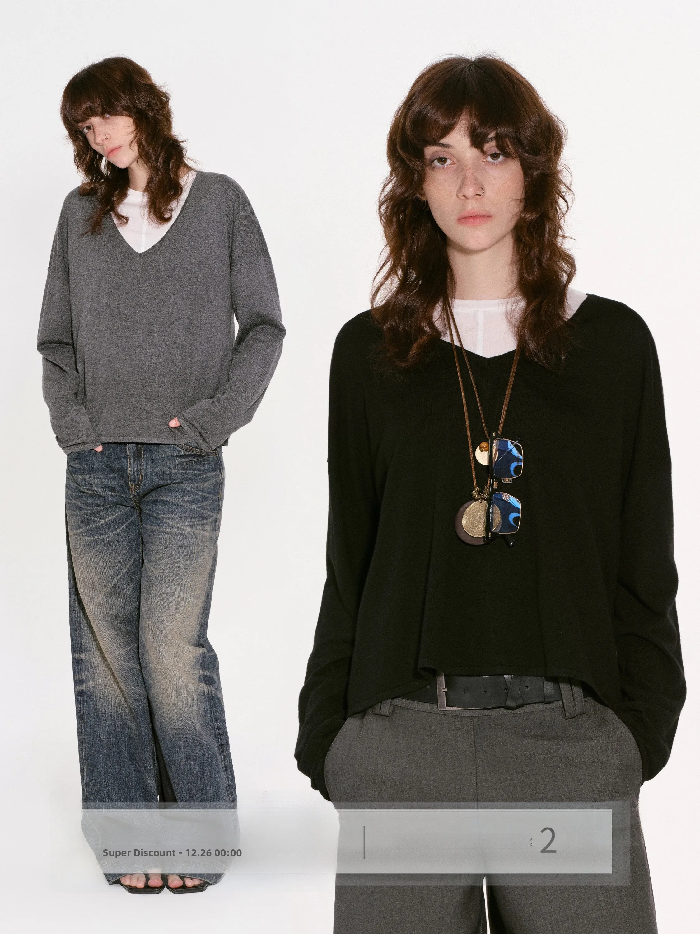 

Женский вязаный топ из смесовой шерсти Ele, свободная длинная футболка Sve V-Ne, удобный базовый слой, осенний сезон Faion