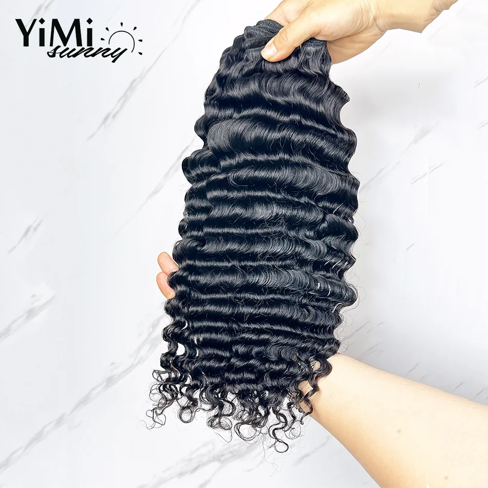 Yimisunny-Brazilian Wave Extensão do cabelo humano para as mulheres, cabelo humano virgem, trama não processada, 3/4 Bundles Deals, Full Head, Deals