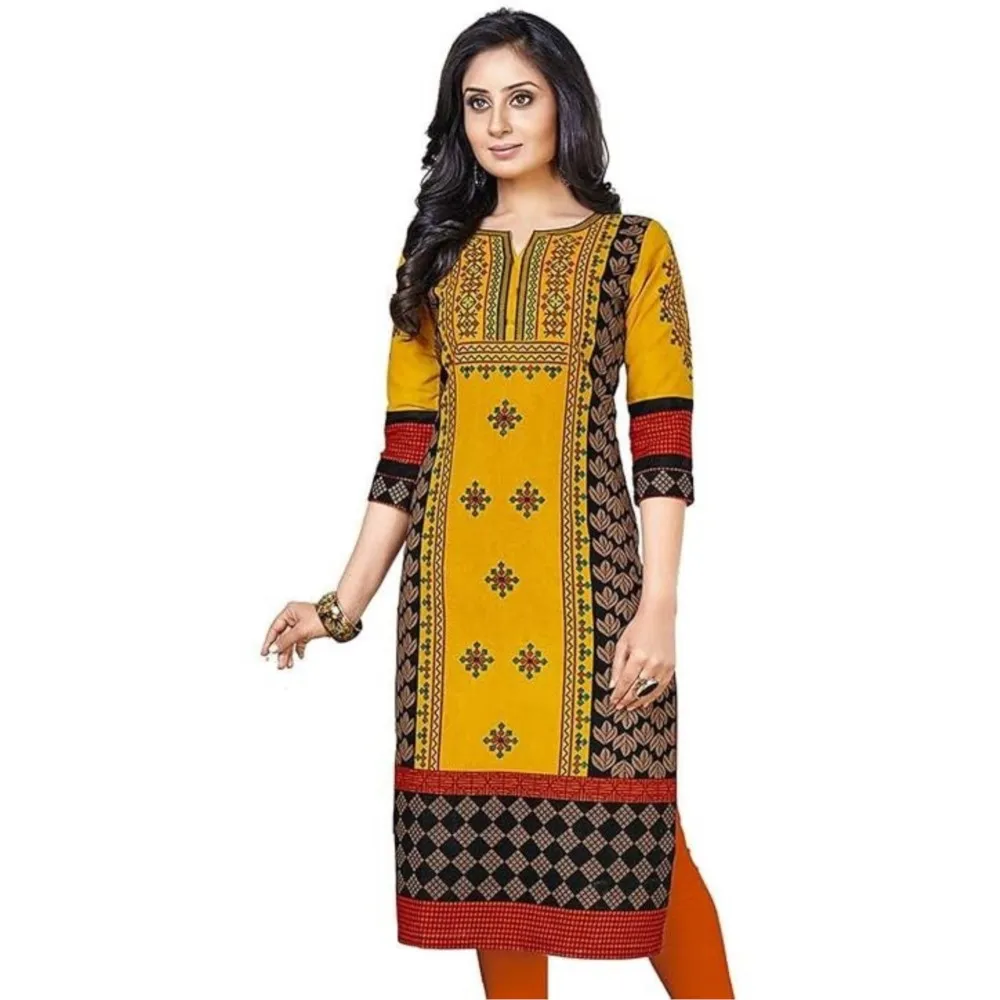 Muslim Dress Kurt Women's Fashionable And Elegant National Style Straight Tube Casual Round Neck Colorful Elephant Pattern Dress