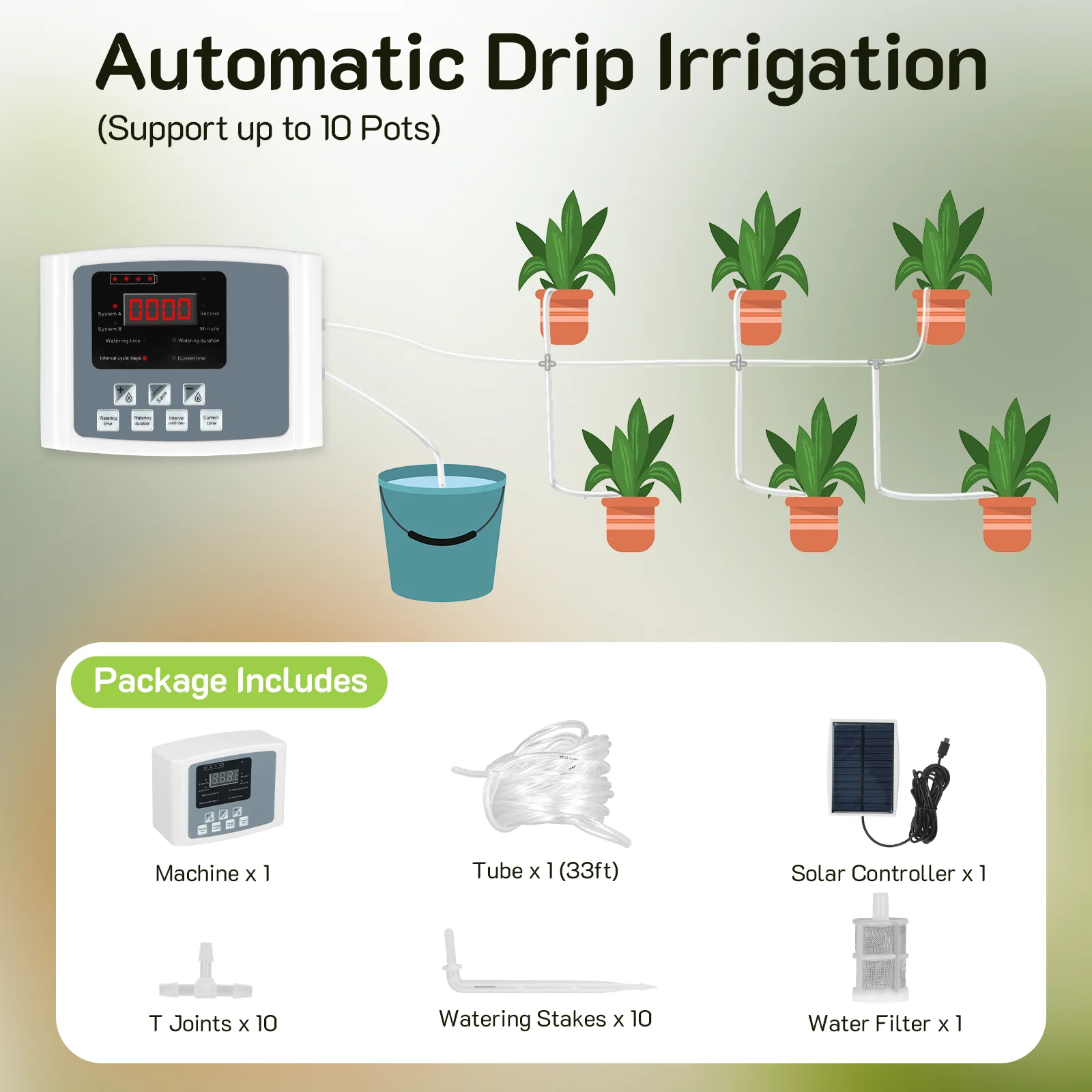 Automatic Watering System, Adjustable Water Volume Automatic Watering for Large and Small Indoor Plants, DIY Drip Irrigation Set