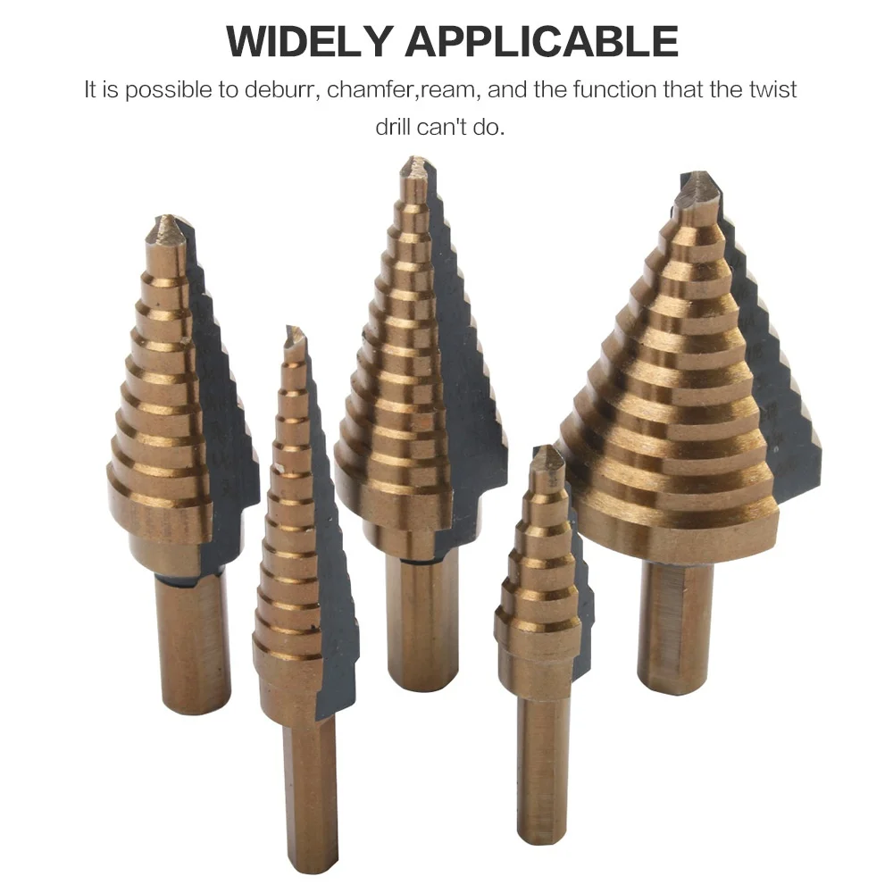 5pcs Step Drill Bit Set Hss Cobalt Multiple Hole 50 Sizes Cobalt Titanium Conical Carbide Drill Perforator Hole Cutter Tool