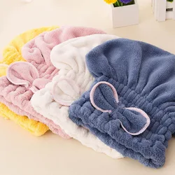 Microfiber Hair Drying Towel Wrap With Bow-Knot Shower Cap Hair Turban Hair Wrap Cap Applies To All Length And Dry Hair Quickly