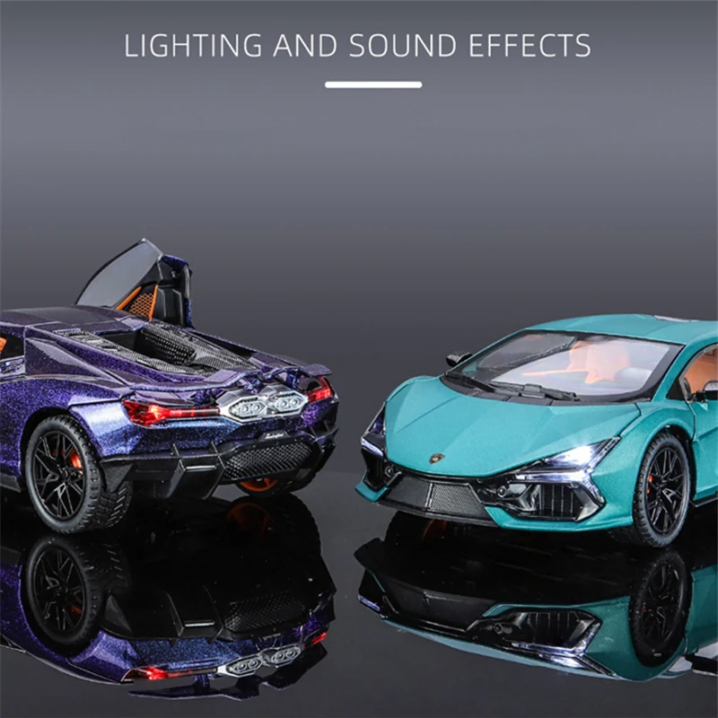 1:24 Revuelto Alloy Sports Car Model Diecast Metal Racing Car Vehicles Model Sound and Light Simulation Collection Kids Toy Gift