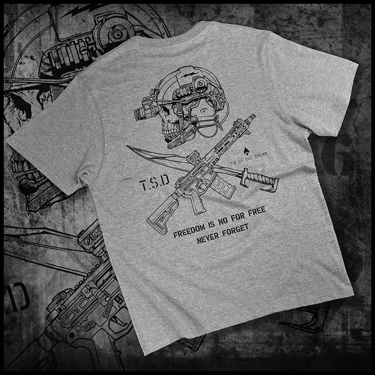 Special Fashion Forces Round Neck Summer Free Not Free Spartan Tactical Army Fan Cotton T-shirt High Quality for Men and Women