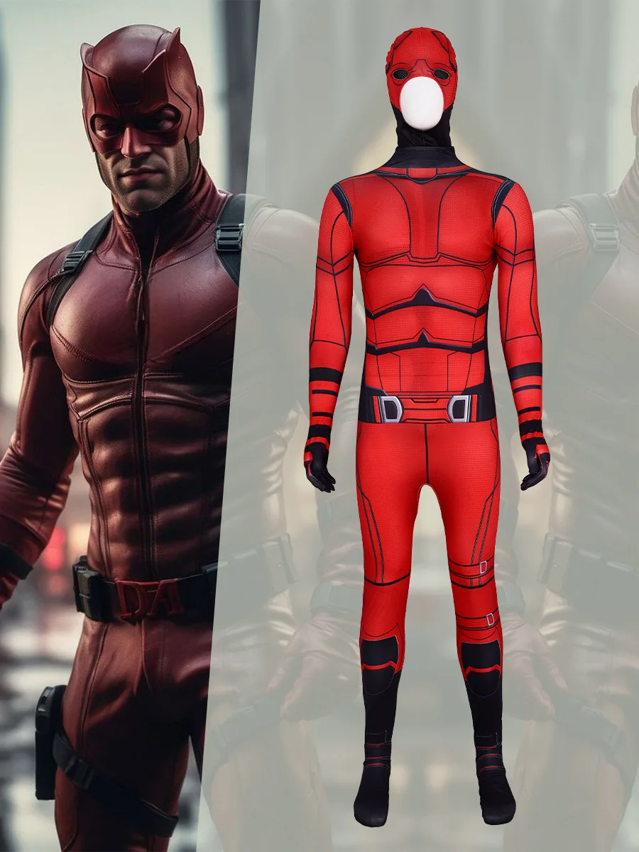 Daredevil Cosplay Kostüme Kinder Erwachsene Superheld Body Overall mit Maske Halloween Karneval Party Kleidung Outfits
