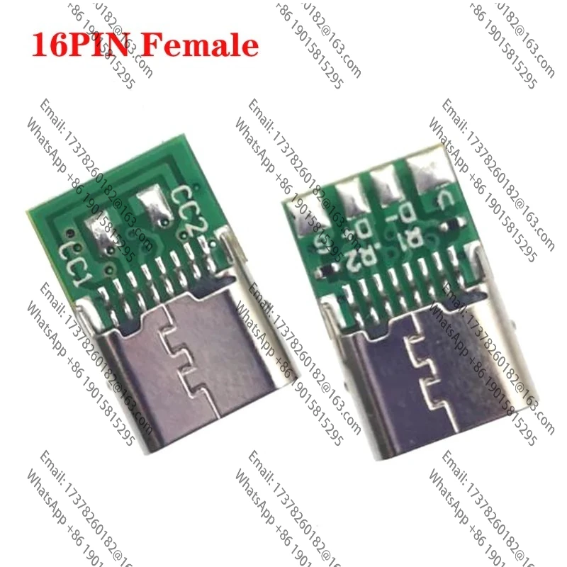 USB 3.1 Type-C Connector 14/16pin Female Socket Receptacle 4pin Adapter to Solder Cable 6 solder joint with CC1 CC2 USB C Jack - zdjęcie 1