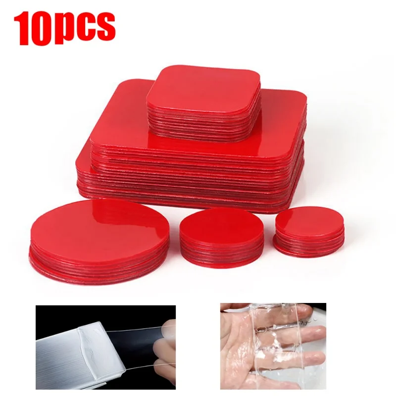 

10pcs Round Square Double Sided Adhesive Acrylic Transparent No Traces Double-Sided Sticker Waterproof Strong Adhesive Sticker