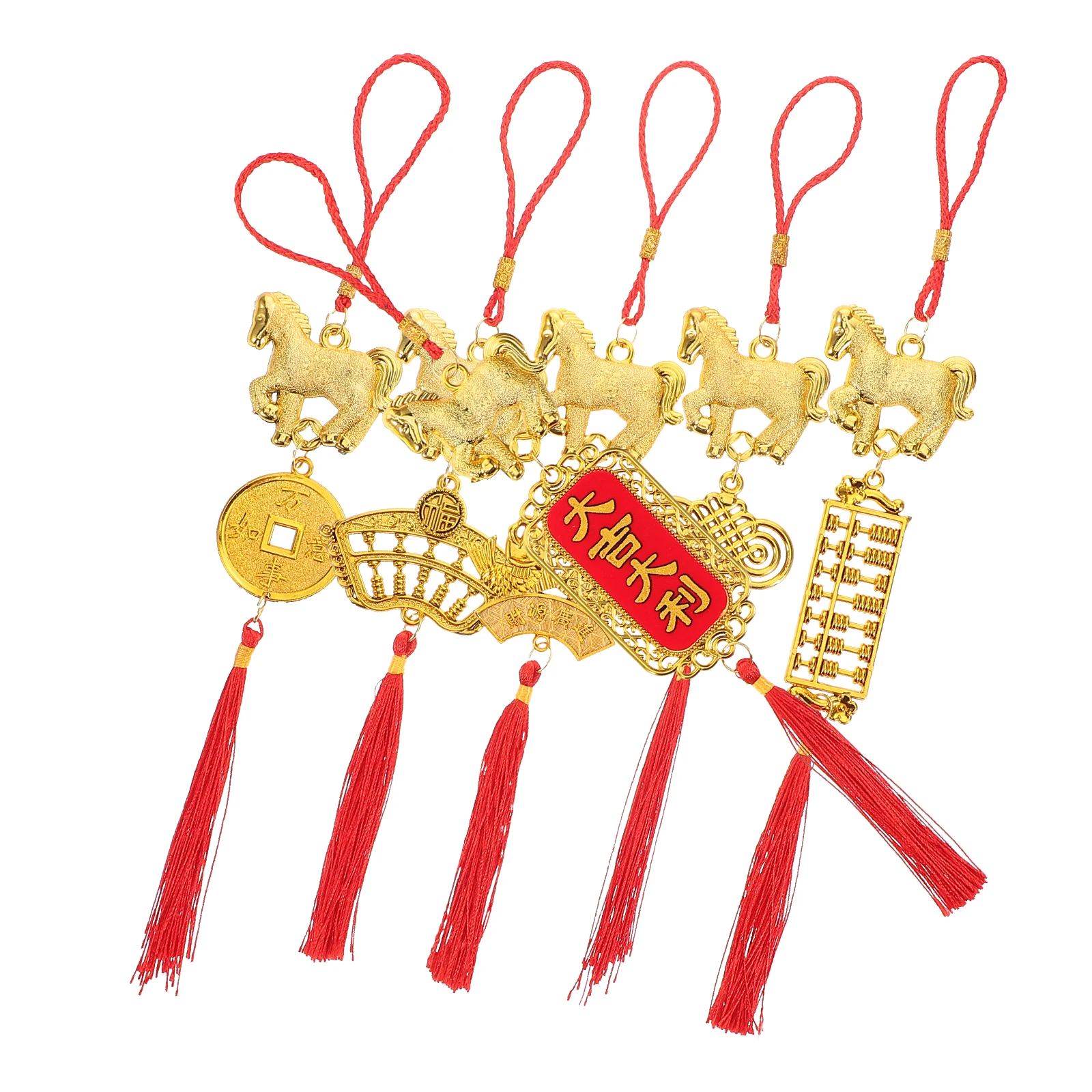 

6pcs Hanging Ornaments Feng Shui Animal Pendant Plastic Decorations 2026 New Year Charms Spring Festival