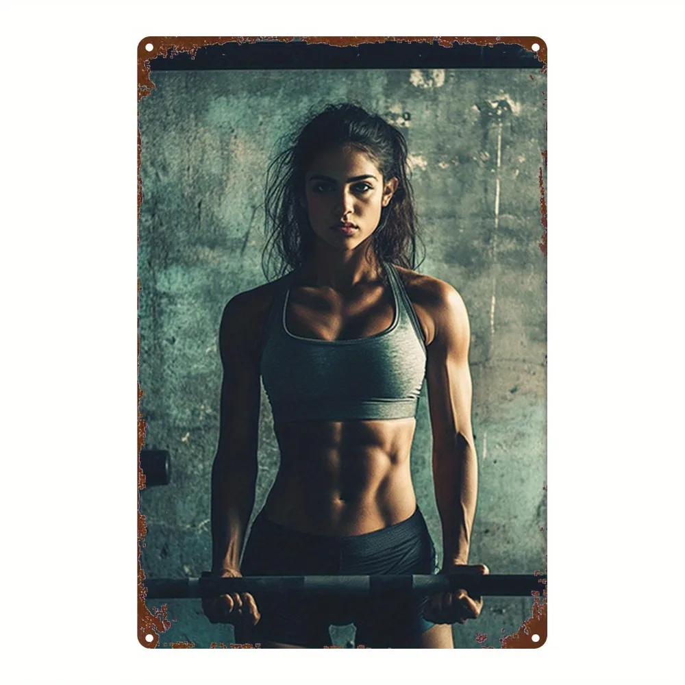 CIFbuy Retro Fitness Woman Aluminum Wall Art 8x12 Inch Waterproof Durable for Home Kitchen Bar Garden Cabin Decor