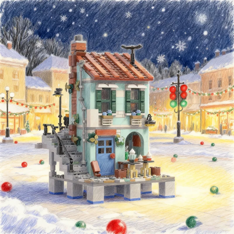 630 pçs moc pequena padaria riviera extensão modular streetscape modelo blocos de construção presentes natal brinquedo arquitetura educação