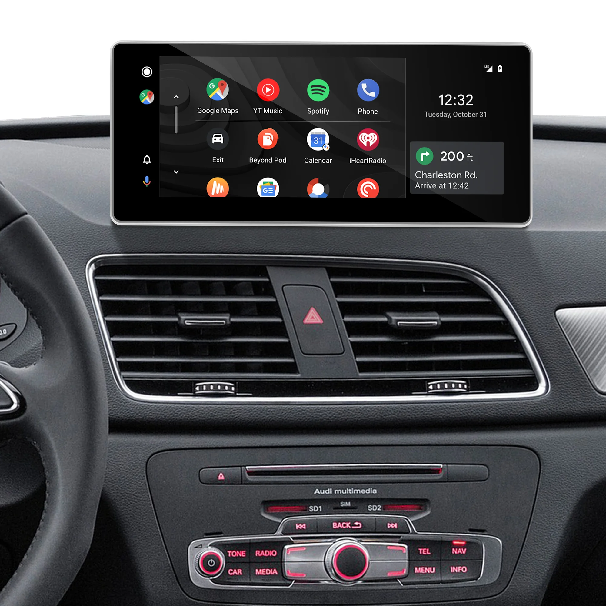 Autoradio สําหรับ Audi Q3 8U 2012-2018 Android CarPlay หน้าจอสัมผัสมัลติมีเดีย Android อัตโนมัติสเตอริโอหน่วย Netflix Hulu YouTube BT