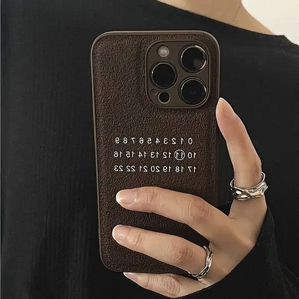 digit luxury leather Phone Case For iPhone 15 Pro Max 14 11 13 XR 8 7 Plus X XS Shockproof Silicone Cover