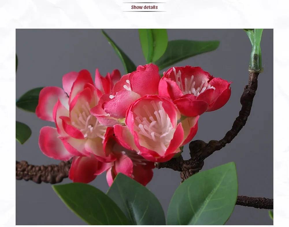 4 Stück künstliche getrocknete Pflaumenblütenzweige für Heimdekoration, Schreibtischdekoration, Bonsai, Hochzeit, Party, Blumenarrangement, Styling – Detail 4