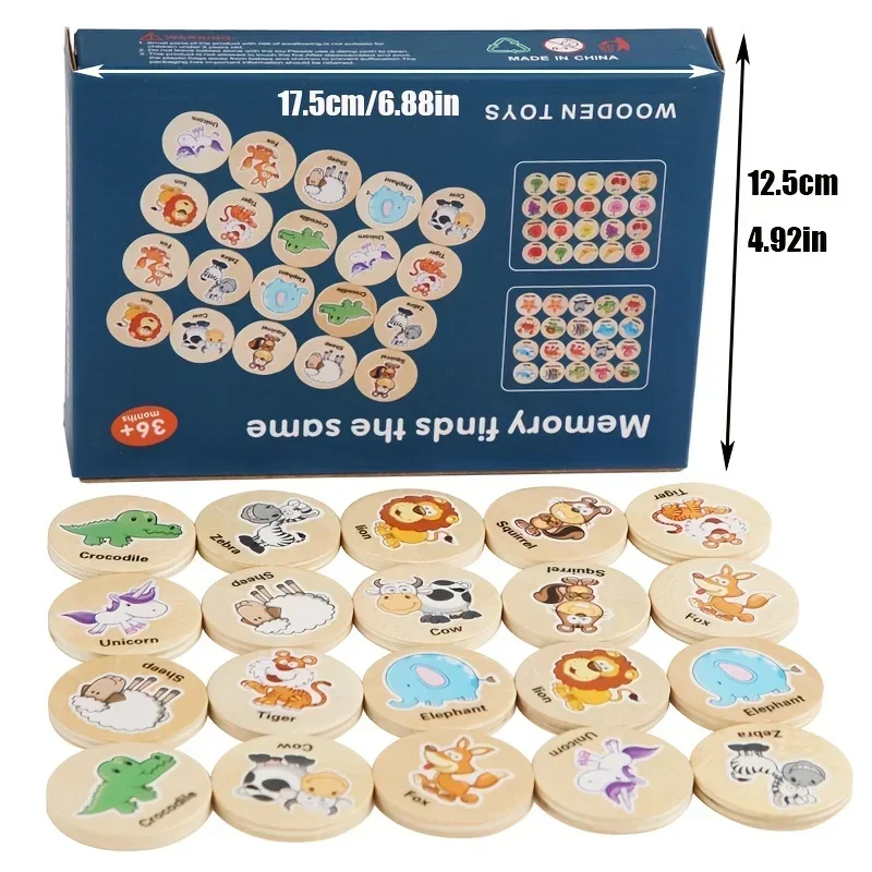 Finden Sie das gleiche Muster Puzzle Montessori pädagogisches Holzspielzeug Spiele Kinder Cartoon Tier Gedächtnis Schach Denktraining
