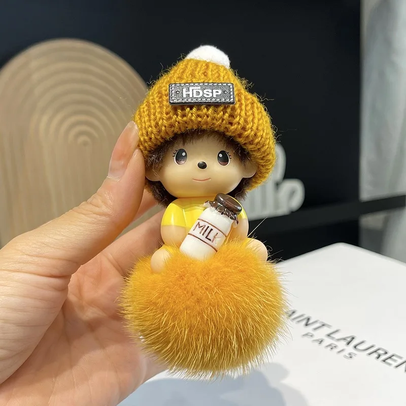 Mongqiqi cute little baby cartoon car keychain pendant for Instagram plush bag decoration gift