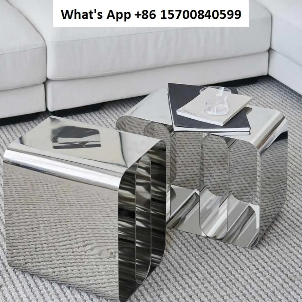 

Stainless steel minimalist small coffee table minimalist wind corner table