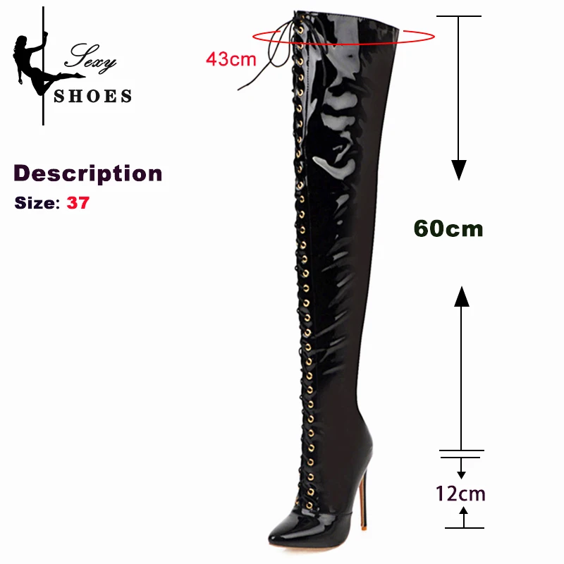 Autumn Winter Over The Knee Women Boot Nightclub Stripper Heels Side Zipper 12CM Pointed Toe Ladies Shoes White Thigh High Boots