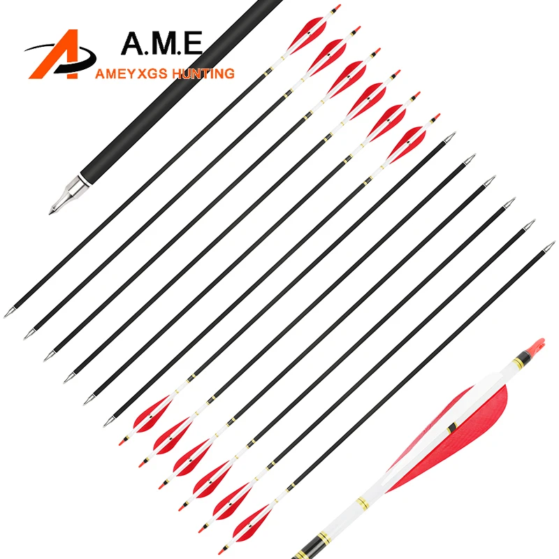 

Spine 500 Carbon Arrows 31.5 Inch Archery Arrow OD 7.8mm 4 inch Turkey Feather Recurve Compound Bow Hunting Shooting Arrow