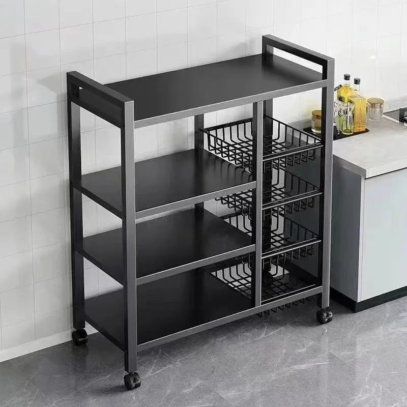 AOLIVIYA Floor Multi-Layer Trolley Shelf Kitchen Household Storage Rack For Fruit Veggie Microwave Oven Stand Cart Unit