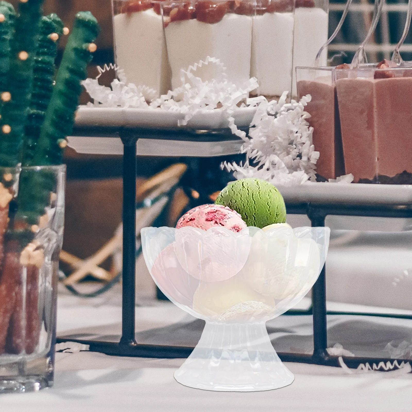 

6 Pcs Clear Cup Glass Ice Cream Bowl Dessert Cups Cake Goblet Bowls High Footed