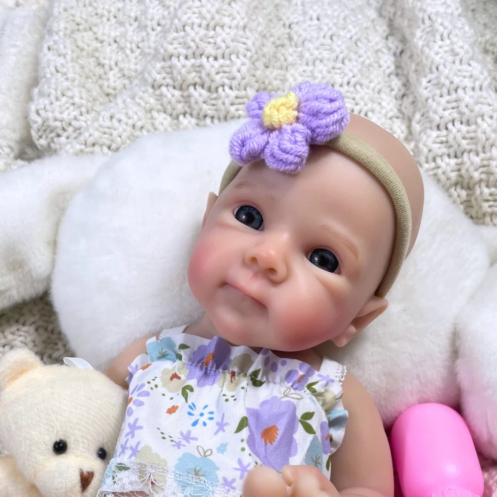 Mini 13 Inch Full Solid Silicone Bettie Reborn Baby Doll Washable Body Girl Adorable Silicone Doll Birthday Christmas Gift