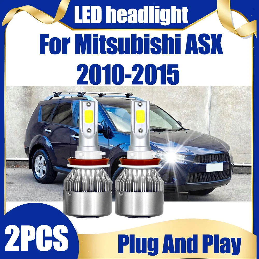 

2X Low Beam Light Bulbs H11 H8 H9 6000K Led headlights COB chips 90W 15000LM headlamp Plug and Play For Mitsubishi ASX 2010-2015