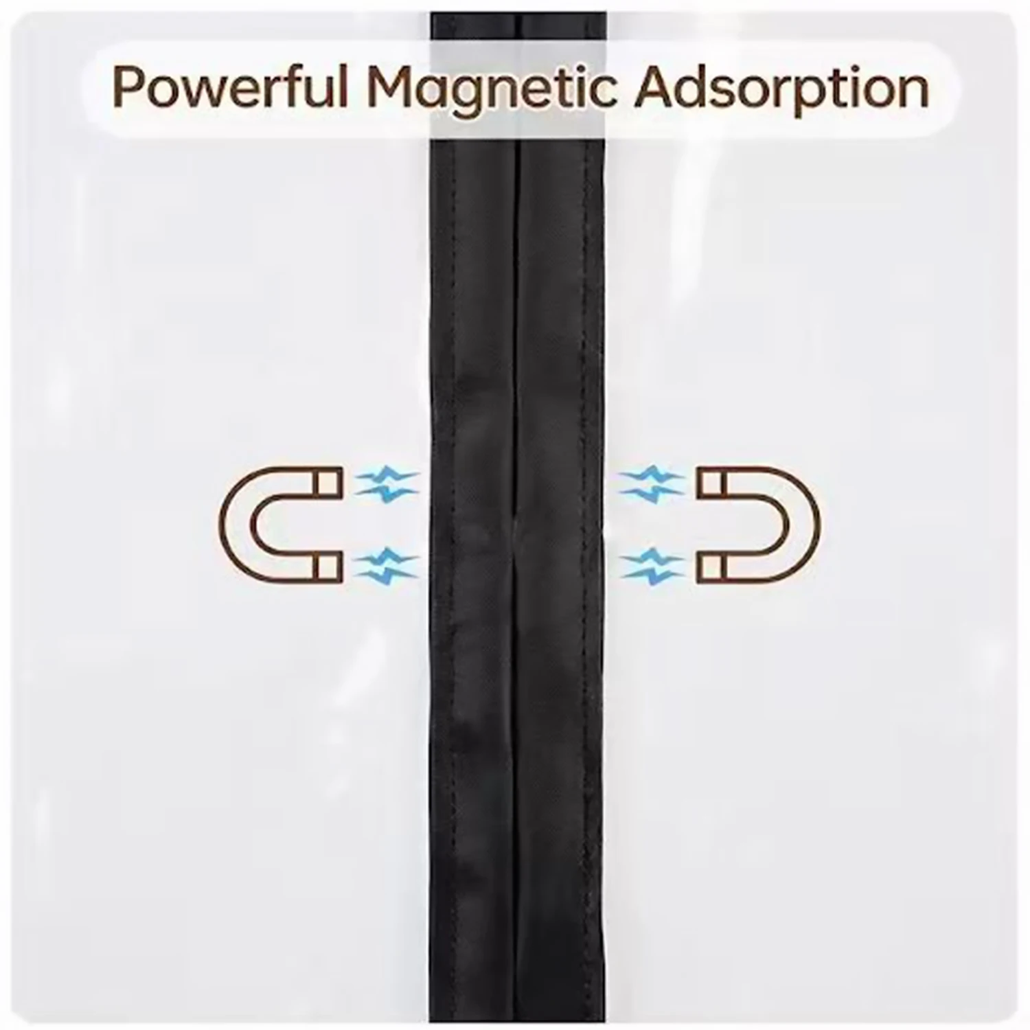Magnetic Thermal Insulated Door Curtain Transparent No Drill Auto Close Air Conditioner Partition Screen Pet Friendly Black