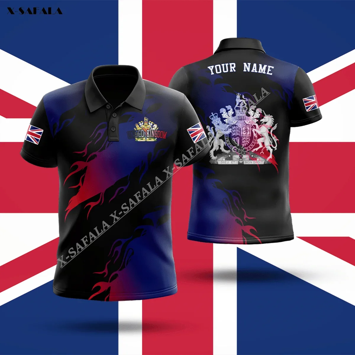 

British UNITED KINGDOM Hurricane FLAG Map 3D Printed Men Adult Polo Shirt Collar Short Sleeve Top Tee Breathable Anti Shrink