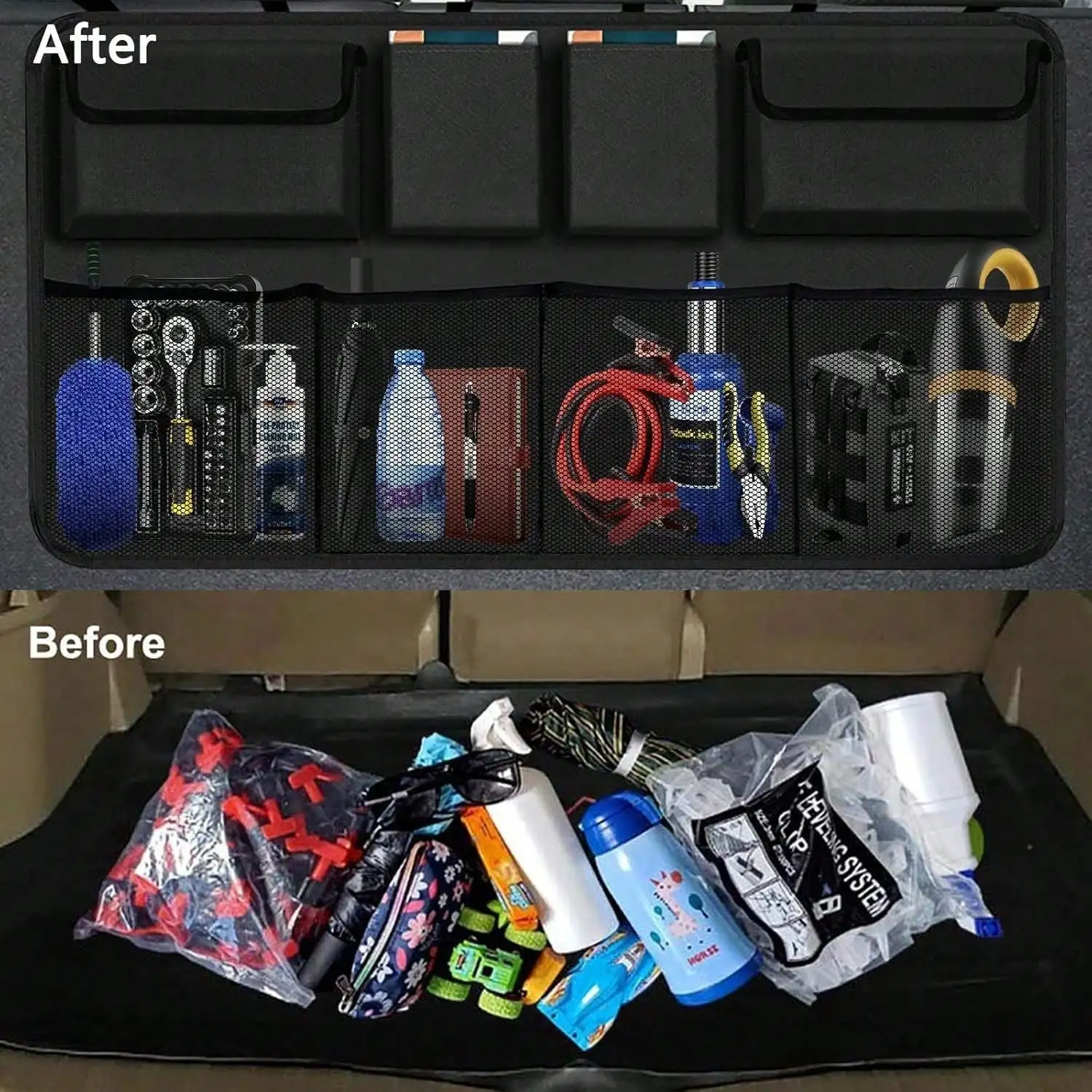 

Car Trunk Organizer, Large Capacity Car Organizers and Storage with 8 Pockets, Waterproof Backseat Hanging Organizer for SUV,