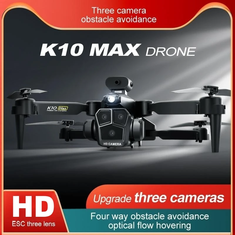 K10 Max RC 드론, 8K 전문 트리플 카메라, 광학 흐름 장애물 회피 제스처 사진, 접이식 쿼드콥터 장난감, 신제품