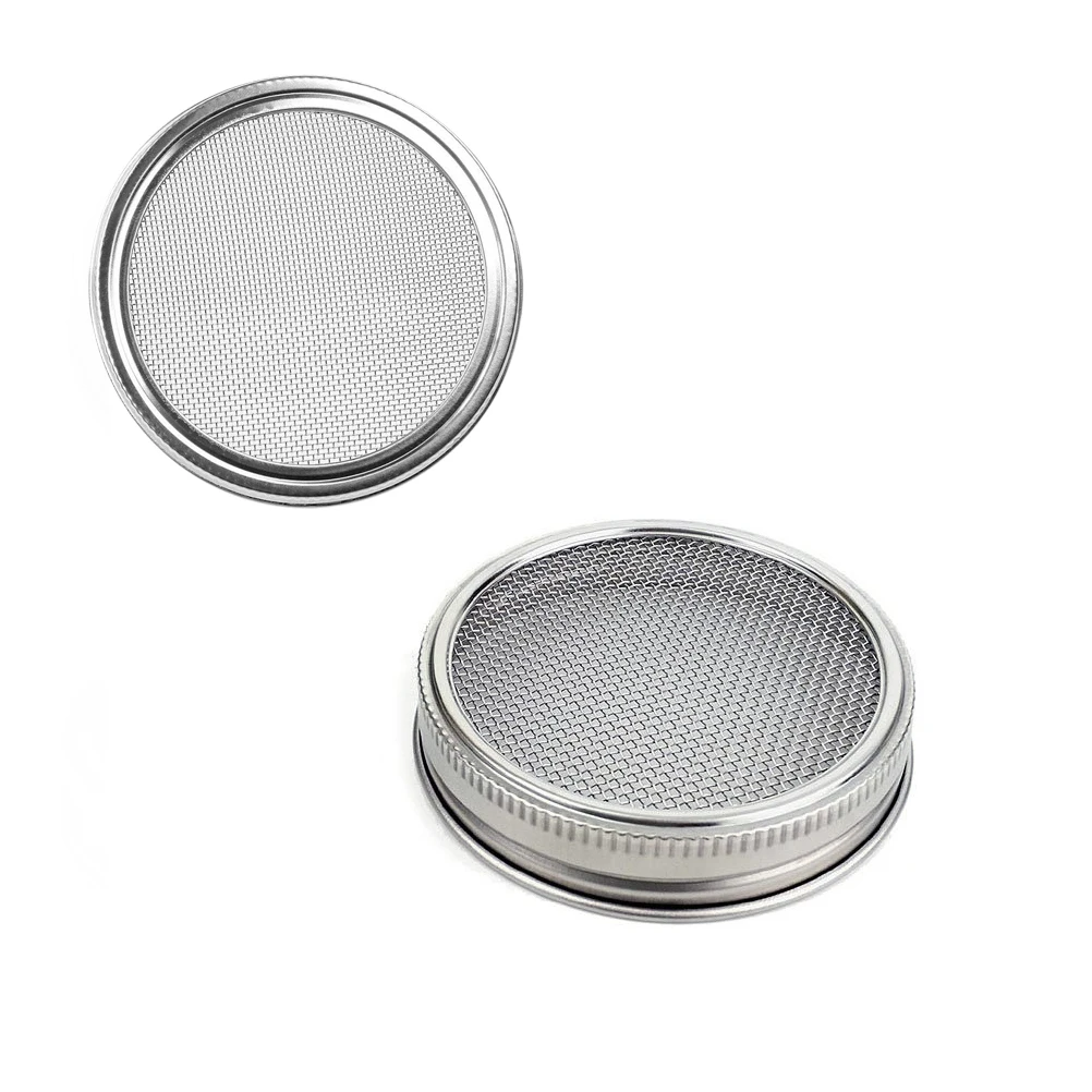 

2 pcs Food Grade Sprout Lid Wide Mouth Mason Jars Stainless Steel Sprouting Lids Strainer Canning Glass Bottle Broccoli Lentil