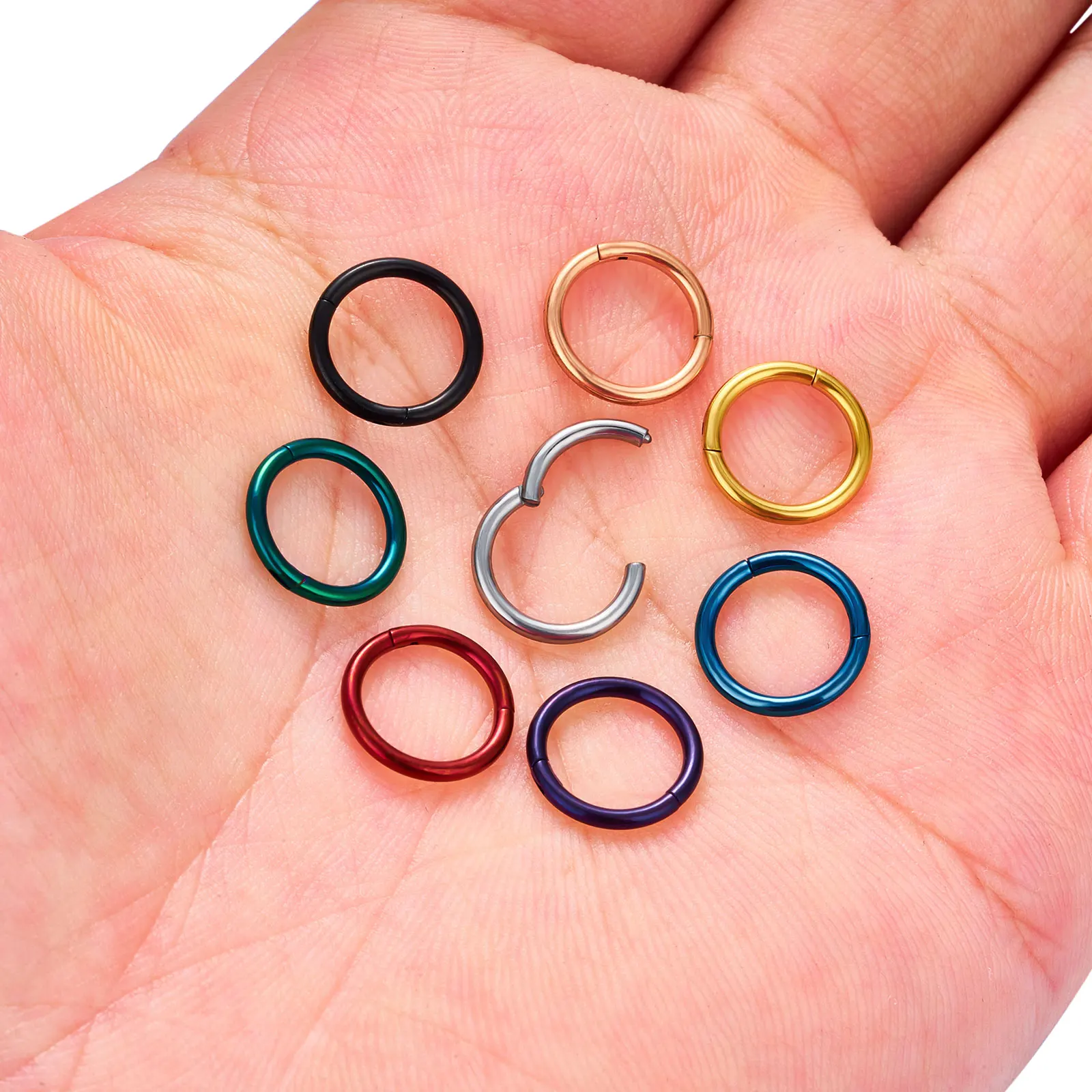 10pcs G23 Titanium Nose Rings Hoop 20G 18G 16G Tragus Helix Conch Cartilage Piercing Jewelry Segment Lip Ear Ring For Women Men