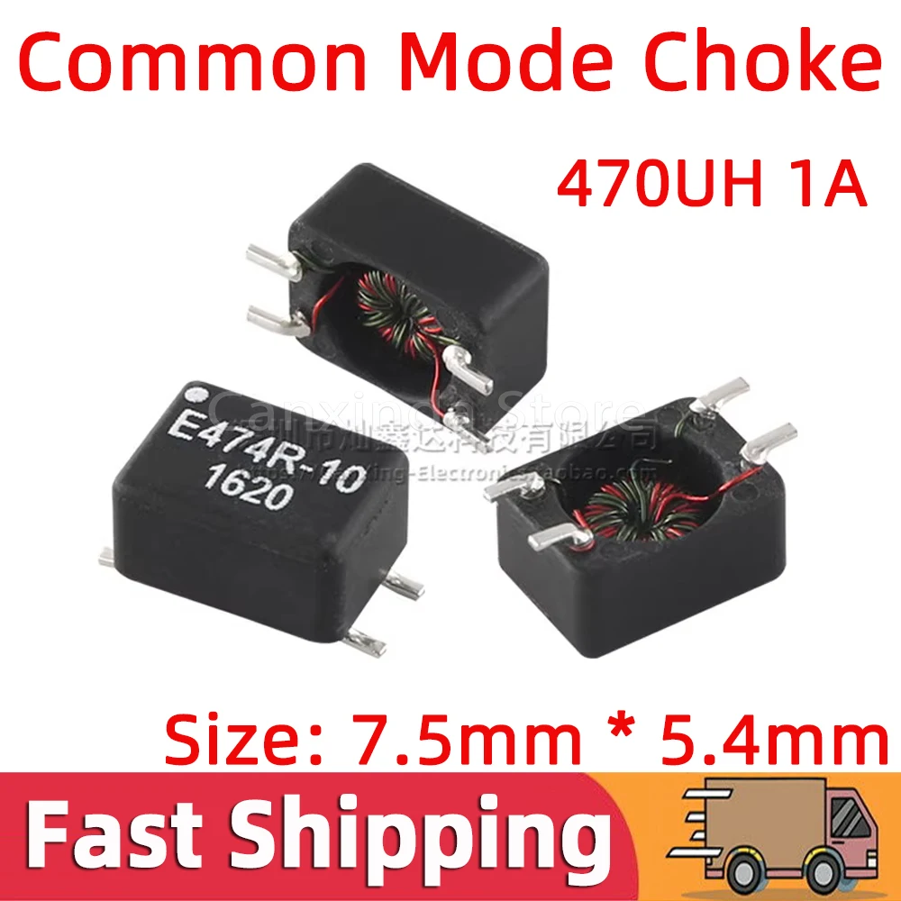 5pcs E474R-10 SMD Common Mode Choke Power Inductor Inductance 470UH 1A Magnetic Ring Filter CC2824E474R-10