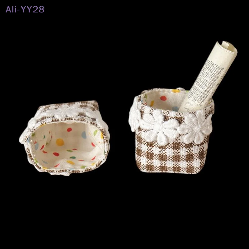 {MX} Cesta de Almacenamiento de Tela Miniatura para Casa de Muñecas 1/12, Modelo de Adorno para Escena del Hogar, Juguetes de Simulación, Muebles para Casa de Muñecas