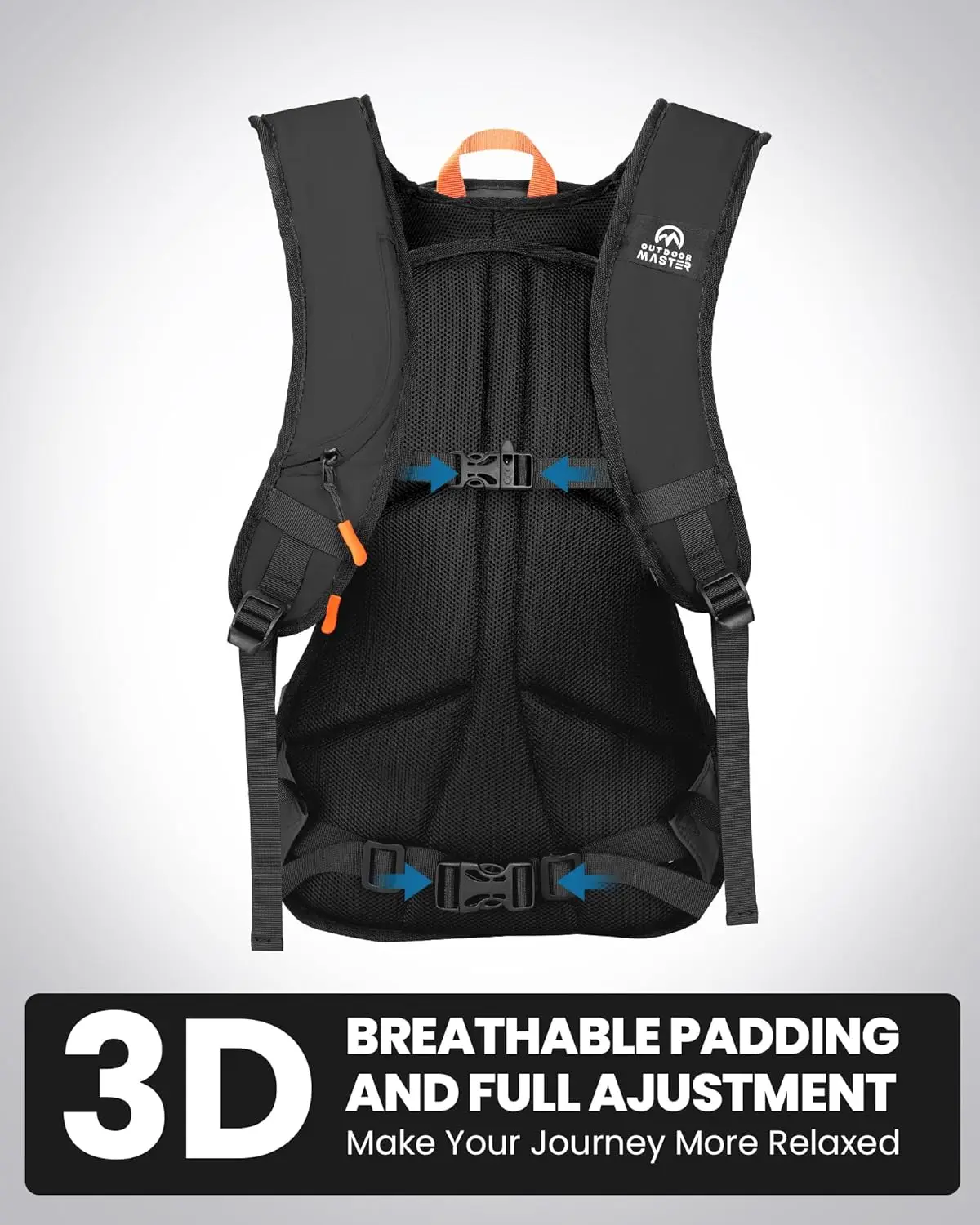 عبوة ترطيب الثلج، حقيبة نهارية للسفر سعة 18 لترًا للتزلج على الجليد والتزلج والمشي لمسافات طويلة وركوب الدراجات - مصنوعة من مواد معاد تدويرها - أسود