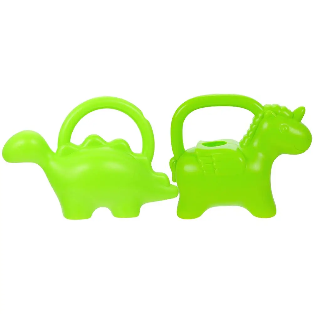 

Cartoon Unicorn Dinosaur Watering Can Set 2 Pieces Green Cute Portable Small Plastic Gardening Outdoor Indoor Flower Plant Pot