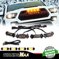 Luz de rejilla delantera estilo Raptor LED ámbar/Blanco/rojo con arnés de cableado para Toyota Tacoma w/TRD Pro Grill 2016-up