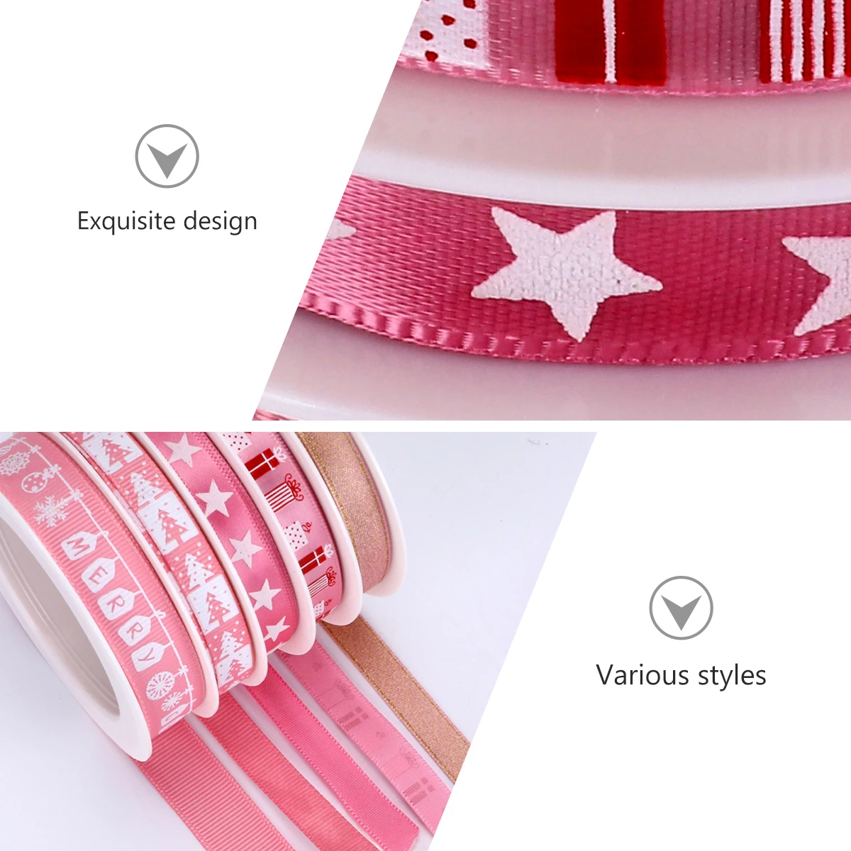 

5 Rolls 25M Christmas Printed Ribbon Set Bright Color Decorative Band For Holiday Gift Wrapping Wedding Party Crafts Streamer