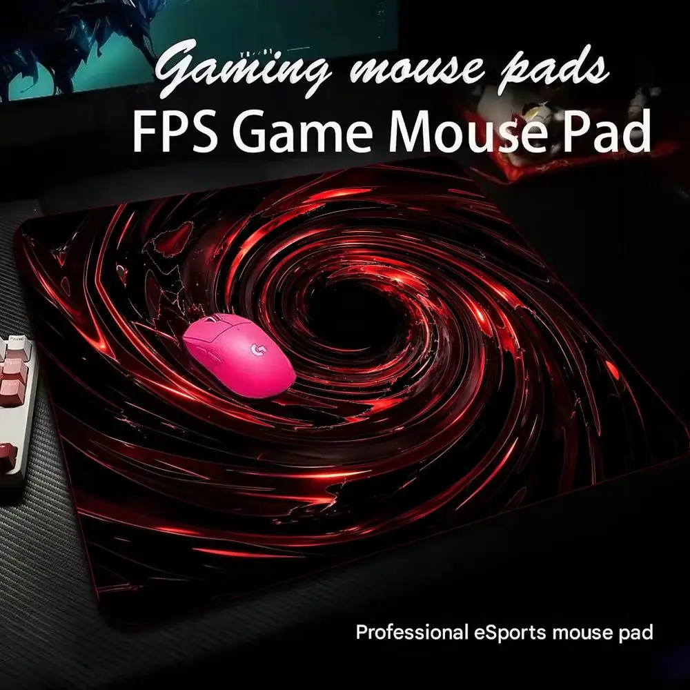 Red Black Vortex Swirl FPS Gaming Mouse Pad E-Sports Speed Control Mousepad Non Slip Rubber Hard Surface Game Mouse Mat Gamer